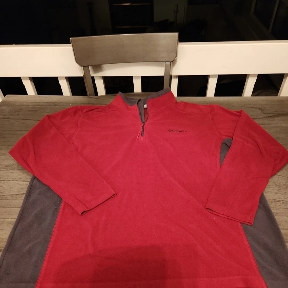Columbia Men's Red and Gray Quarter-Zip Pullover